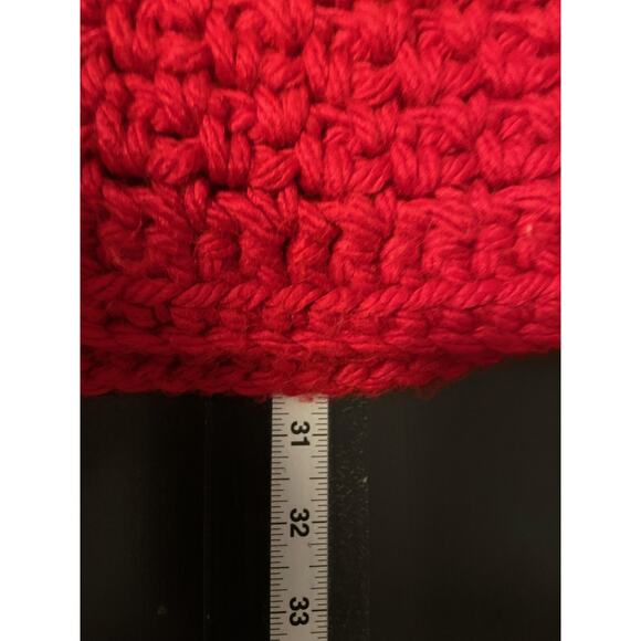 Vintage Handmade Crochet Sweater Vest Womens XL Red Chunky Open Front Granny - Picture 6 of 7